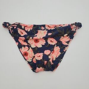 Tori Praver seafoam swimwear indego blue floral bikini bottom women's xl